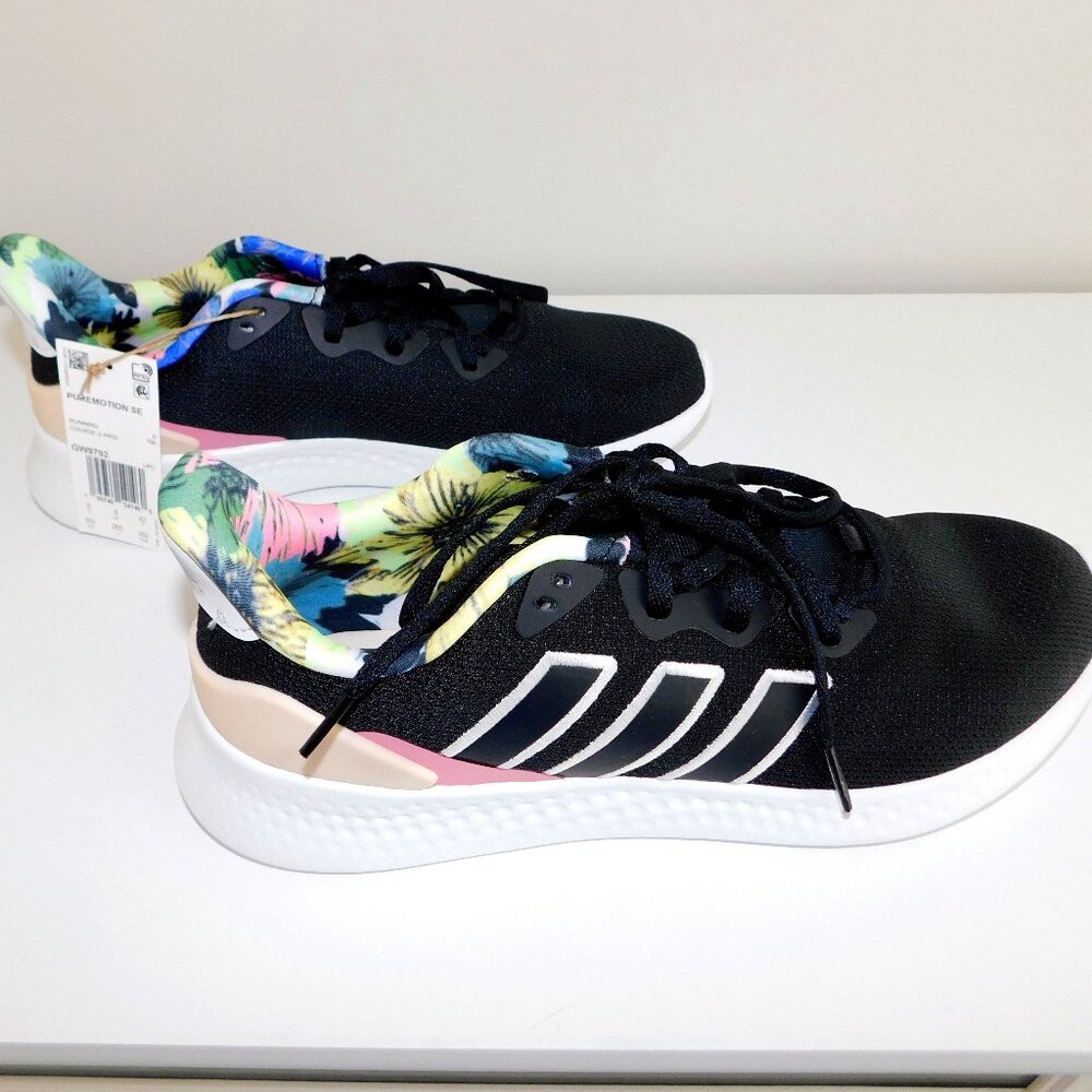 ADIDAS PUREMOTION SE WOMENS RUNNING SHOES SIZE 9.5 WITH FLORAL ACCENTS NIB